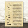 Armin Van Buuren Don't Let Me Go Rustic Script Decorative Wall Art Gift Song Lyric Print