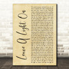 Tom Walker Leave A Light On Rustic Script Decorative Wall Art Gift Song Lyric Print