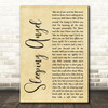 Stevie Nicks Sleeping Angel Rustic Script Decorative Wall Art Gift Song Lyric Print