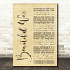 Kings Of Leon Beautiful War Rustic Script Decorative Wall Art Gift Song Lyric Print