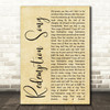 Bob Marley Redemption Song Rustic Script Decorative Wall Art Gift Song Lyric Print