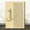 WALK THE MOON Surrender Rustic Script Decorative Wall Art Gift Song Lyric Print