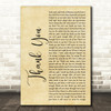 Stan Walker Thank You Rustic Script Decorative Wall Art Gift Song Lyric Print