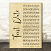 Blink-182 First Date Rustic Script Decorative Wall Art Gift Song Lyric Print