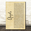 Tom Walker Angels Rustic Script Decorative Wall Art Gift Song Lyric Print