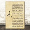 R.E.M. Hope Rustic Script Decorative Wall Art Gift Song Lyric Print