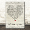 Bob Marley & The Wailers Dont Rock My Boat Script Heart Decorative Wall Art Gift Song Lyric Print