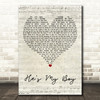 Dan Gillespie Sells, Tom MacRae He's My Boy Script Heart Decorative Wall Art Gift Song Lyric Print