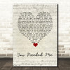 Kenny Rogers & Dottie West You Needed Me Script Heart Decorative Wall Art Gift Song Lyric Print