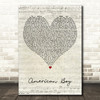 Estelle (feat. Kanye West) American Boy Script Heart Decorative Wall Art Gift Song Lyric Print