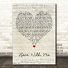 Marshmello Feat. CHVRCHES Here With Me Script Heart Decorative Wall Art Gift Song Lyric Print