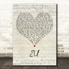 David Guetta feat. Justin Bieber 2U Script Heart Decorative Wall Art Gift Song Lyric Print