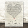 James Arthur Say You Wont Let Go Script Heart Decorative Wall Art Gift Song Lyric Print