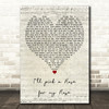 Marv Johnson I'll pick a Rose for my Rose Script Heart Decorative Gift Song Lyric Print