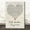 Blue October Not Broken Anymore Script Heart Decorative Wall Art Gift Song Lyric Print