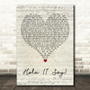 Marco Mengoni Featuring Tom Walker Hola (I Say) Script Heart Wall Art Song Lyric Print