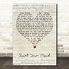 Zac Brown Band Quiet Your Mind Script Heart Decorative Wall Art Gift Song Lyric Print