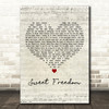 Michael McDonald Sweet Freedom Script Heart Decorative Wall Art Gift Song Lyric Print