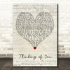 Maurine Walsh Thinking of You Script Heart Decorative Wall Art Gift Song Lyric Print
