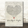 Chris Brown Beautiful People Script Heart Decorative Wall Art Gift Song Lyric Print
