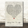 Evanescence Bring Me To Life Script Heart Decorative Wall Art Gift Song Lyric Print