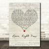 Joshua Radin Here, Right Now Script Heart Decorative Wall Art Gift Song Lyric Print