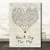 Sam Bailey Don't Cry For Me Script Heart Decorative Wall Art Gift Song Lyric Print