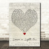 Tom Walker Leave a Light On Script Heart Decorative Wall Art Gift Song Lyric Print