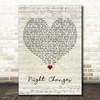 One Direction Night Changes Script Heart Decorative Wall Art Gift Song Lyric Print
