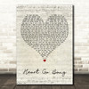 Blue October Heart Go Bang Script Heart Decorative Wall Art Gift Song Lyric Print