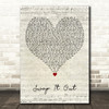 Justin Bieber Swap It Out Script Heart Decorative Wall Art Gift Song Lyric Print
