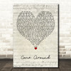 Sister Hazel Come Around Script Heart Decorative Wall Art Gift Song Lyric Print