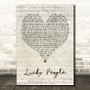 Waterparks Lucky People Script Heart Decorative Wall Art Gift Song Lyric Print