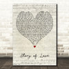 Bon Jovi Story of Love Script Heart Decorative Wall Art Gift Song Lyric Print