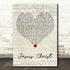 Brand New Jesus Christ Script Heart Decorative Wall Art Gift Song Lyric Print