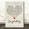 Collin Raye Completely Script Heart Decorative Wall Art Gift Song Lyric Print