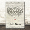 Elliott Smith Thirteen Script Heart Decorative Wall Art Gift Song Lyric Print