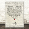 Little River Band Lady Script Heart Decorative Wall Art Gift Song Lyric Print