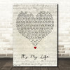 Bon Jovi It's My Life Script Heart Decorative Wall Art Gift Song Lyric Print
