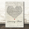 DMA'S Learning Alive Script Heart Decorative Wall Art Gift Song Lyric Print