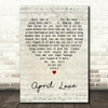 Pat Boone April Love Script Heart Decorative Wall Art Gift Song Lyric Print