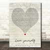 Phora Love Yourself Script Heart Decorative Wall Art Gift Song Lyric Print