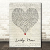The Verve Lucky Man Script Heart Decorative Wall Art Gift Song Lyric Print