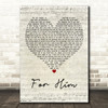 Troye Sivan For Him Script Heart Decorative Wall Art Gift Song Lyric Print