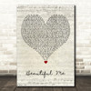 Dappy Beautiful Me Script Heart Decorative Wall Art Gift Song Lyric Print