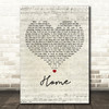 One Direction Home Script Heart Decorative Wall Art Gift Song Lyric Print
