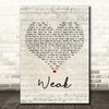 Skunk Anansie Weak Script Heart Decorative Wall Art Gift Song Lyric Print