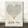 Tom Odell Hold Me Script Heart Decorative Wall Art Gift Song Lyric Print