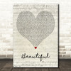 Eminem Beautiful Script Heart Decorative Wall Art Gift Song Lyric Print