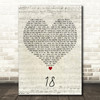 One Direction 18 Script Heart Decorative Wall Art Gift Song Lyric Print